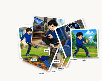 Take One Verbs 3 Card Game | English Verb Flashcards for Kids