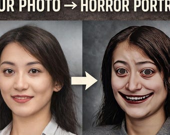 Personalized Custom Cursed Portrait ,Custum Creepy Horror Family Portrait, Uncanny Distorted Dark Custom Gift Printable Digital Download