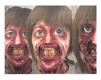 Creepy Horror Jigsaw Puzzle, Disturbing Zombie Portrait Art, Gothic Dark Gift for Horror Fans, Spooky Birthday Present, 96 252 1000 Pieces