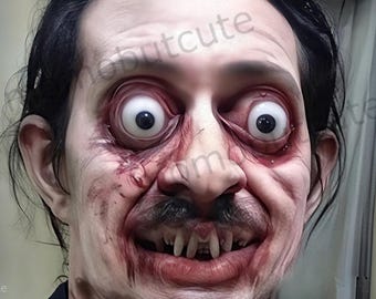 Creepy Horror Wall Art Disturbing Uncanny Face Surreal Nightmare Portrait Dark Psychological Art Gothic Decor Printable Digital Download