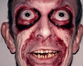 Creepy Horror Wall Art Disturbing Uncanny Expression Surreal Nightmare Portrait Dark Psychological Gothic Decor Printable Digital Download