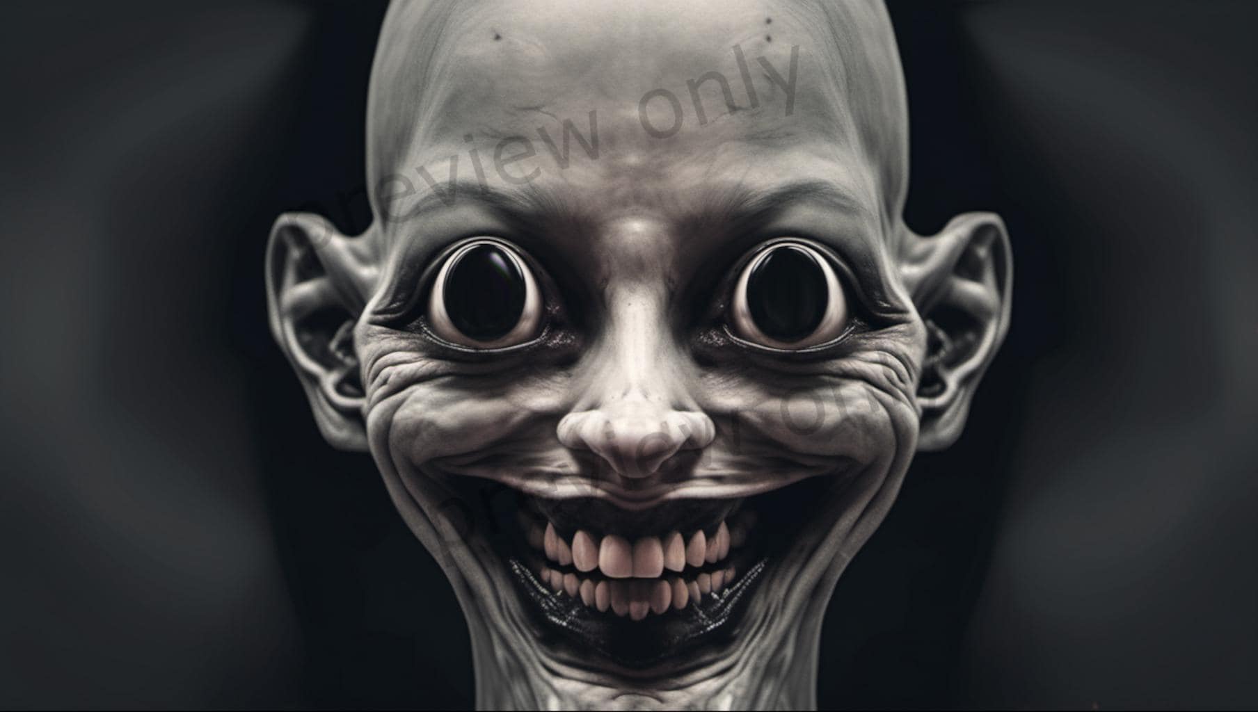 Disturbing Uncanny Smile Creepy Horror Wall Art Surreal Nightmare Face ...