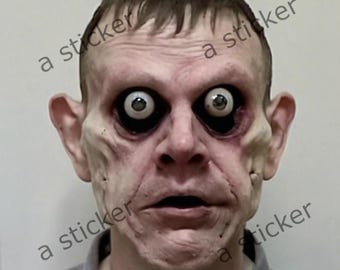 Creepy Uncanny Face Sticker Weird Horror Art Kiss Cut Vinyl Decal Dark Surreal Macabre Gothic Monster Decor for Laptop Bathroom Door