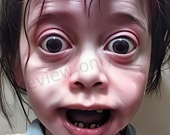 Uncanny Creepy Child Portrait Horror Wall Art Disturbing Surreal Nightmare Face Dark Gothic Home Decor Printable Digital Download