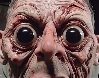 Creepy Horror Wall Art Disturbing Uncanny Nightmare Face Portrait Surreal Haunting Print Dark Gothic Horror Decor Printable Digital Download