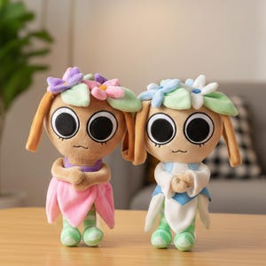 Peluche Bassie hecho a mano: acogedor juguete de peluche en tonos pastel para decorar tu habitación.