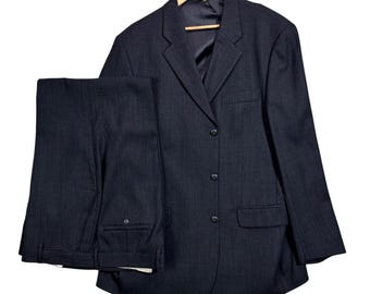 Bachrach Herren 2 Stück Anzug aus 100% Wolle Anthrazit Grau Made in Italy 44R 37W 32L