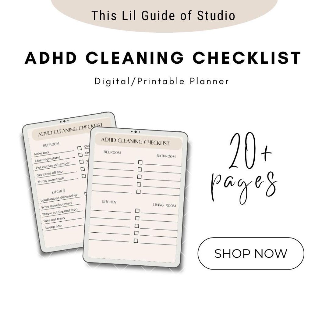 ADHD Daily Cleaning Checklist Printable + Digital | Simple Routine ...