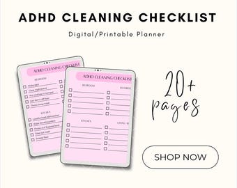 ADHD Daily Cleaning Checklist Printable + Digital | Simple Routine Reset | ADHD Friendly Home Care | Minimal Cleaning Planner PDF
