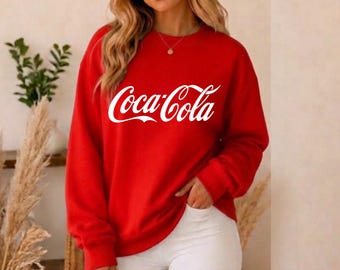 Coca-Cola Vintage Inspired Sweatshirt & Retro Tees, Pop Culture Apparel, Nostalgic Soda Gifts, Oversized Pullover, Christmas Gift for Her