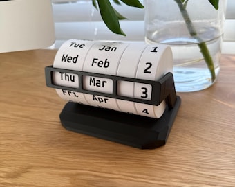 Retro Ewiger Kalender | 3D Gedruckter Schreibtisch Organizer