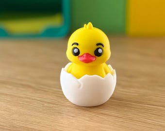 Llavero con sonido de patito bebé, juguete antiestrés con forma de huevo roto, llavero de patito adorable, ideal para rellenar cestas de Pascua, hecho a mano en EE. UU.