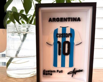 Benutzerdefinierte Fußball gerahmte Trikots | Frankreich, Argentinien, Brasilien | 3D gedrucktes WM Geschenk