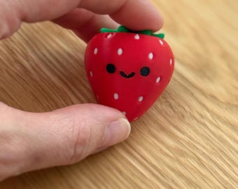 Juguete antiestrés Strawberry Clicker, Kawaii Strawberry, lindo juguete de escritorio, regalo, figura impresa en 3D hecha a mano, juguete para aliviar el estrés, fabricado en EE. UU.