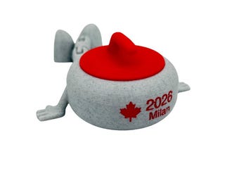 Personalisierter Curling Stone Buddy - 3D gedruckte Gelenk Flexi Schreibtischfigur - Benutzerdefinierter Text - Curling Geschenk - Team & Champion Edition