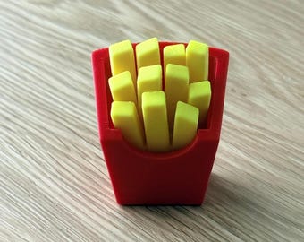 Juguete antiestrés con forma de papas fritas, juguete antiestrés con forma de comida rápida, regalo divertido para rellenar calcetines navideños, juguete sensorial hecho a mano, regalo para niños y adultos.
