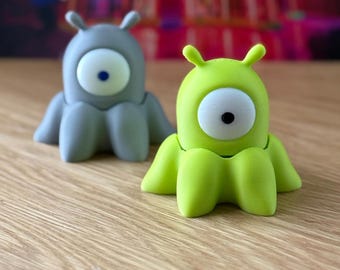 Juguete antiestrés Alien Fidget Clicker, juguete antiestrés de monstruo de un ojo, figura de alienígena con clic, juguete de escritorio, regalo para niños y adultos, hecho a mano en EE. UU.