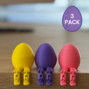 Easter Flexi Egg Toy 3-Pack - Fleggy Articulated Fidget Easter Eggs - 3D Printed USA