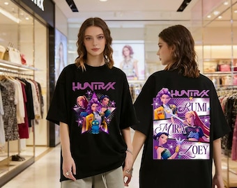 HUNTRX Superpower Squad Anime T-Shirt, Rumi Mira Zoey Druck, übergroßes Paar-T-Shirt