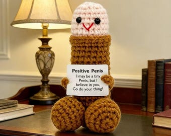 Lustige Häkeln Penis-Lustige Gag Reifen Geschenk-Häkeln Penis Amigurumi-Geschenk für Freund/Ehemann-Jubiläum Geschenk, Positive Pennis Xmas Stuffer
