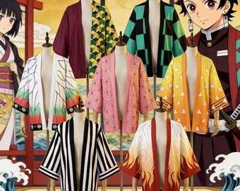 Dämonentöter Haori Kimono, Anime Cosplay Robe für Erwachsene & Kinder, Tanjiro Nezuko Hashira Strickjacke, Geschenk für Anime Fans
