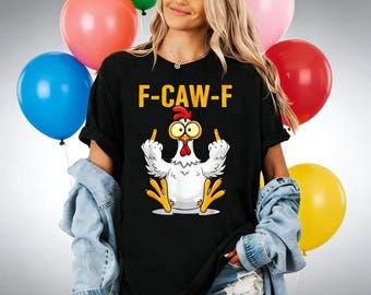 Rozanov Shirt / F-CAW-F lustiges Huhn-Druck-Baumwoll-T-Shirt, Unisex lässiges Kurzarm-T-Shirt, trendiges sarkastisches grafisches Oberteil für Männer Frauen
