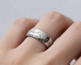 Unisex Ring Titan Stahlband | Herr der Ringe inspirierter Fantasy Schmuck für Männer & Frauen