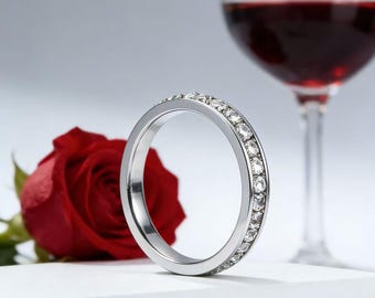 Minimalistischer CZ Silberring • Edelstahlband