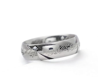 "Handgravur Ein Ring ""Herr der Ringe"" inspiriert Schmuck, Elfen Inschrift Ring, personalisierte Paar Ringe Set, Geschenk zum Valentinstag."