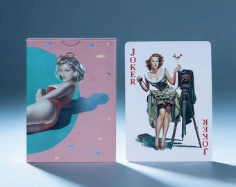 Einzigartige Pin-Up Spielkarten 54-Karten Deck | Vintage Mid-Century Kunst | Spieleabend & Sammler Must-Have