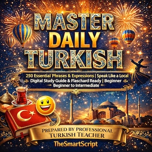 Turkish Language Learning Guide by Professional Teacher | Printable Beginner Worksheets | Basic Turkish Phrases & Vocabulary PDF Download