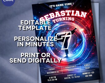 Neon Karate Birthday Invitation, Editable Karate Party Invite, Glowing Martial Arts Ticket, Canva Template