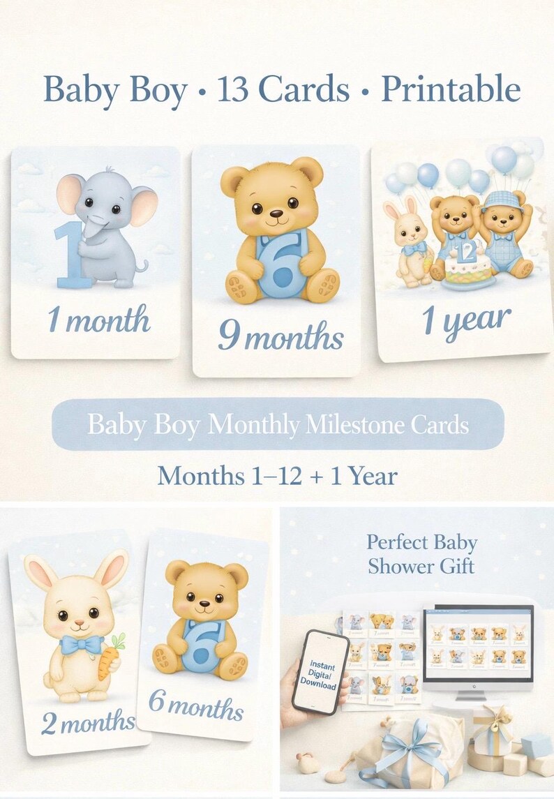Baby Monthly Milestone Cards | Printable Milestone Cards | First Year ...