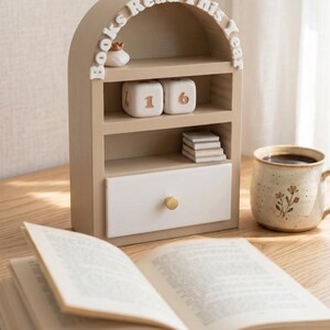 Mini Bookshelf Read Tracker | Interchangeable Number Blocks, Reading Goal Counter
