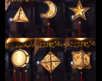 DIY-lantaarnset voor kinderen – Nieuwjaarslantaarn met konijntje, creatieve activiteit, lantaarndecoratie voor een feestje, traditionele stijl