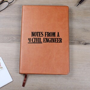 Caderno de couro para engenheiro civil, presente ideal para estudantes de engenharia, caderno para futuro engenheiro se formar.