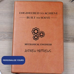 Personalized Leather Notebook for Engineer | Graduation Present for Engineering Student, Professor Gift, Future Engineer present.