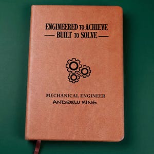 Cuaderno de cuero personalizado para ingenieros / Regalo de graduación para estudiantes de ingeniería, diario personalizado para futuros ingenieros