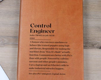 Engineering Gift, Leather Notebook, Funny Controls Engineer Definition Journal, Problem Solver, Gift for Engineer, Engineering Student