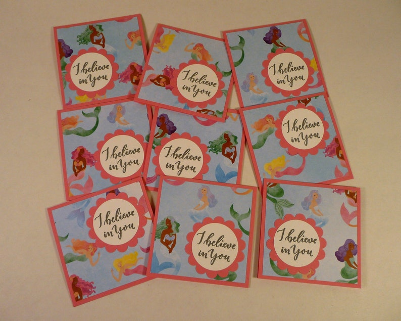 unicorns kids lunch box notes hand stamped mini cards girls mini cards set of 3 mermaids Mini cards Lunch Box Notes with envelopes