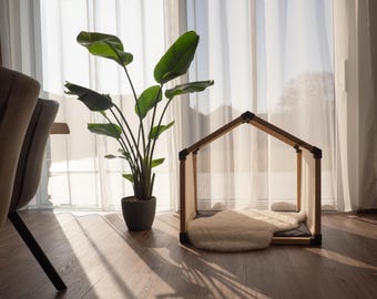 Caseta modular para perros de madera para interior: ligera y enchufable | Waubau