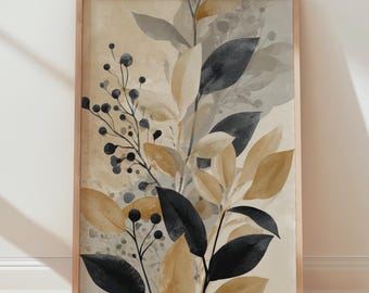 Botanical Leaf Wall Art | Abstract Earth Tone Print