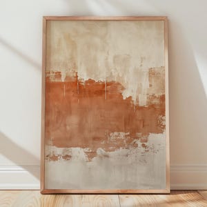 Lienzo abstracto texturizado, decoración moderna en tonos tierra, crema y óxido.