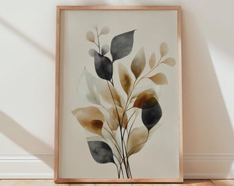 Abstract Leaf Print | Modern Earth Tone Botanical Wall Art