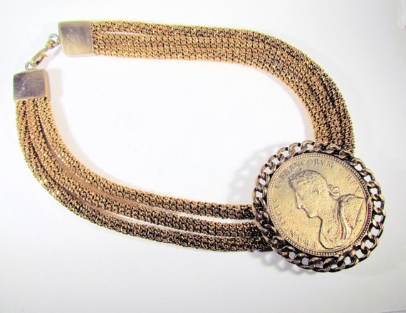 Vintage Custom Brass and Bronze 3-Strand Necklace… - image 9