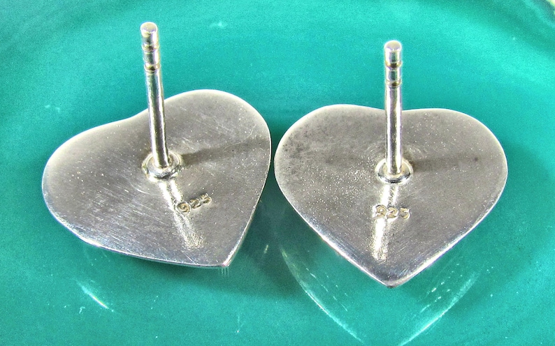 Laser Engraved Beautiful and Elegant Genuine 925 Sterling Silver Puffy Heart Pierced Post Earrings