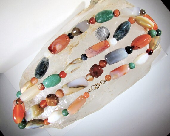 Vintage, Opera Length Semiprecious Gemstone Bead … - image 1