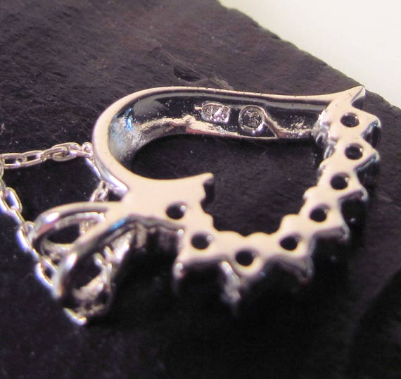 925 Sterling Silver and Faux Sapphire Heart Neckl… - image 3