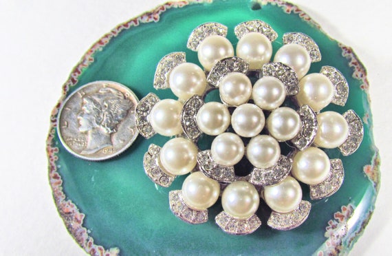 Vintage Silvertone, Faux Plastic Pearl, and Rhine… - image 2