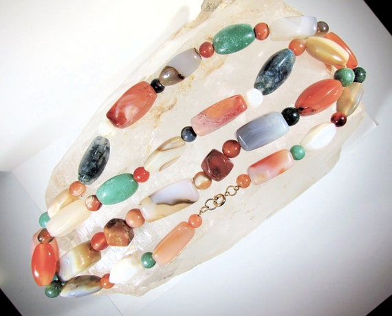 Vintage, Opera Length Semiprecious Gemstone Bead … - image 5